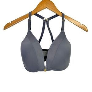 Lively Womens Convertible Front Clasp plunge bra Sz 34DDD Slate Blue Mesh